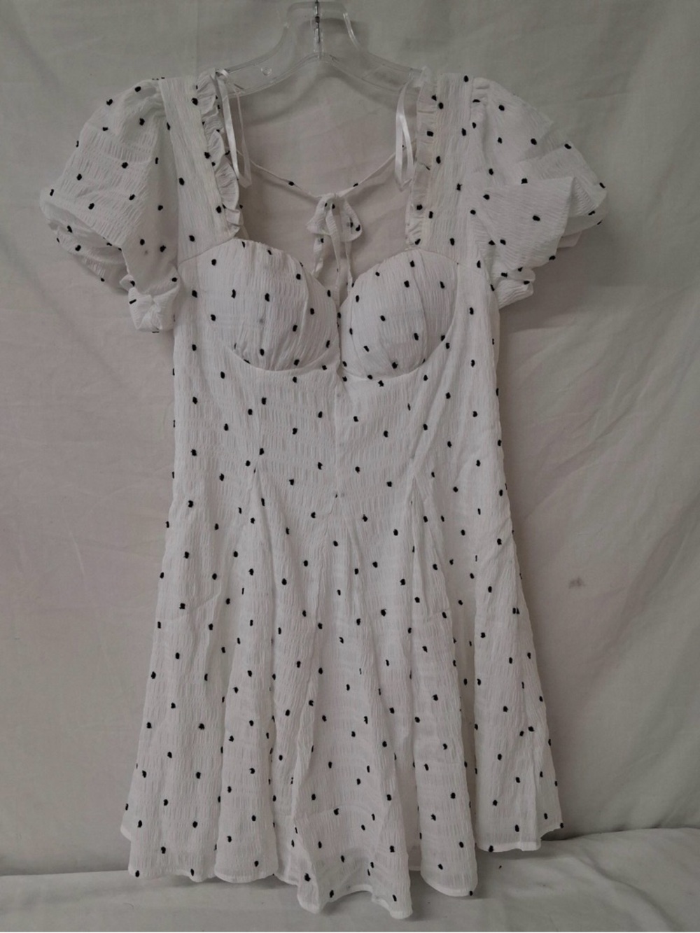 Windsor White Mini Dress with Black Polka Dots